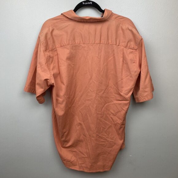 Wrangler Mens Extra Large XL Orange Short Sleeve Button Up Shirt Breathable - Picture 2 of 4